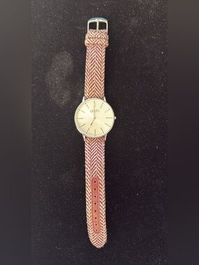 Liu Jo Silver Dial Watch with Pink and Cream Tweed Strap
